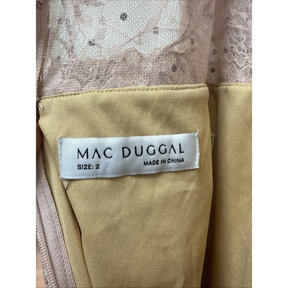 Mac Duggal Size 2 Pink Floral Embellished Sleeveless Plunge Neck Gown Dress New - Picture 9 of 10